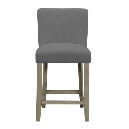 Set of 2 Aleco Grey Fabric Counter Stool with Metal Nail Head Accents