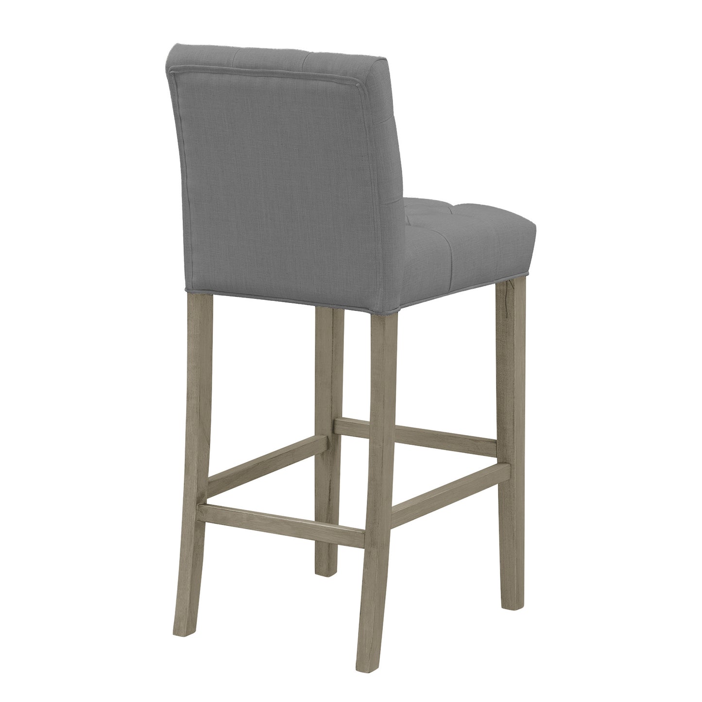Set of 2 Alee Grey Fabric Bar Stool with Tufted Buttons and Wood Legs