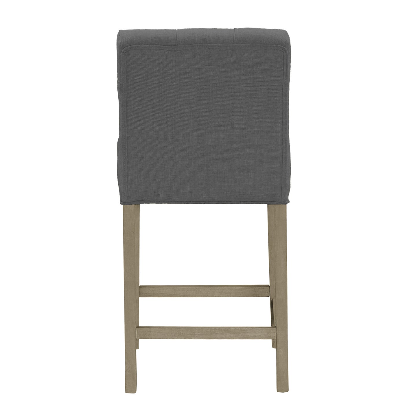 Set of 2 Alee Grey Fabric Counter Stool with Tufted Buttons and Wood Legs