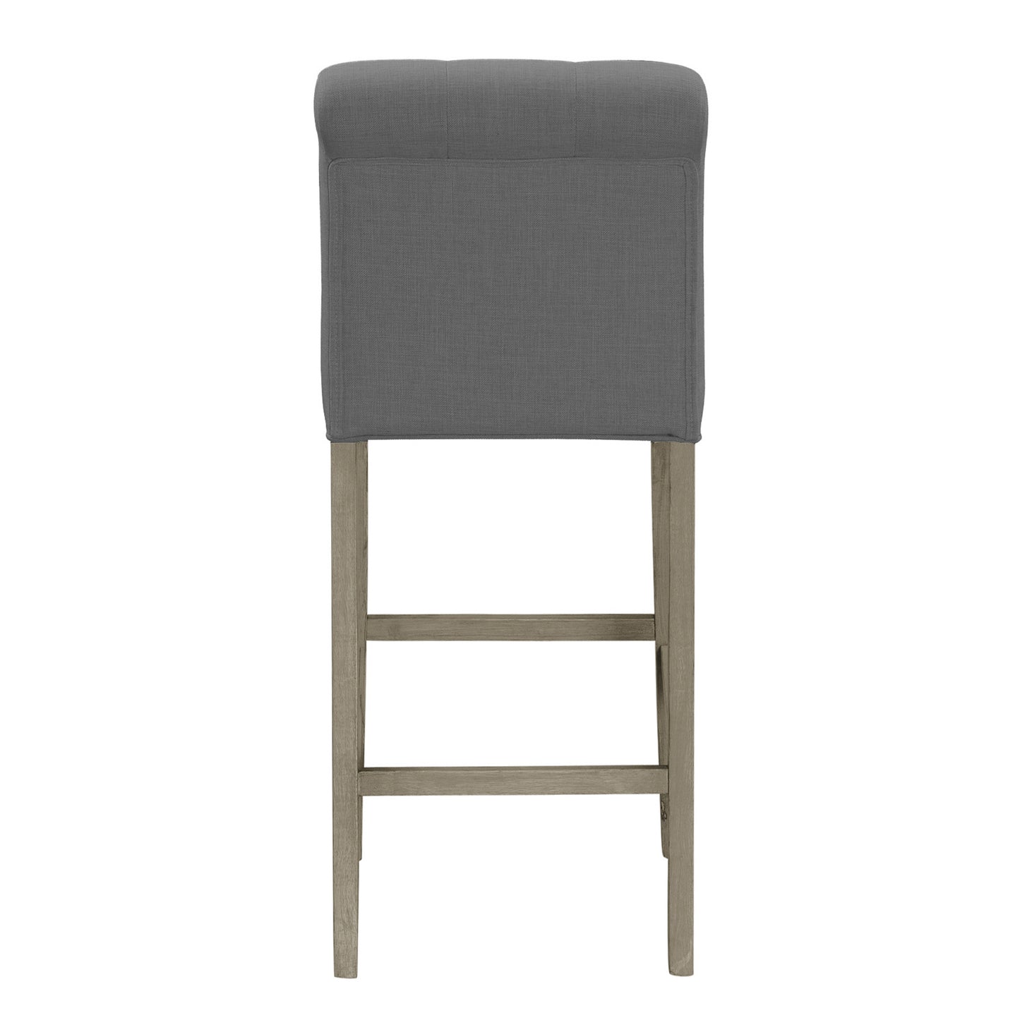 Set of 2 Aleen Grey Fabric Bar Stool with Roll Back Design and Tufted Buttons