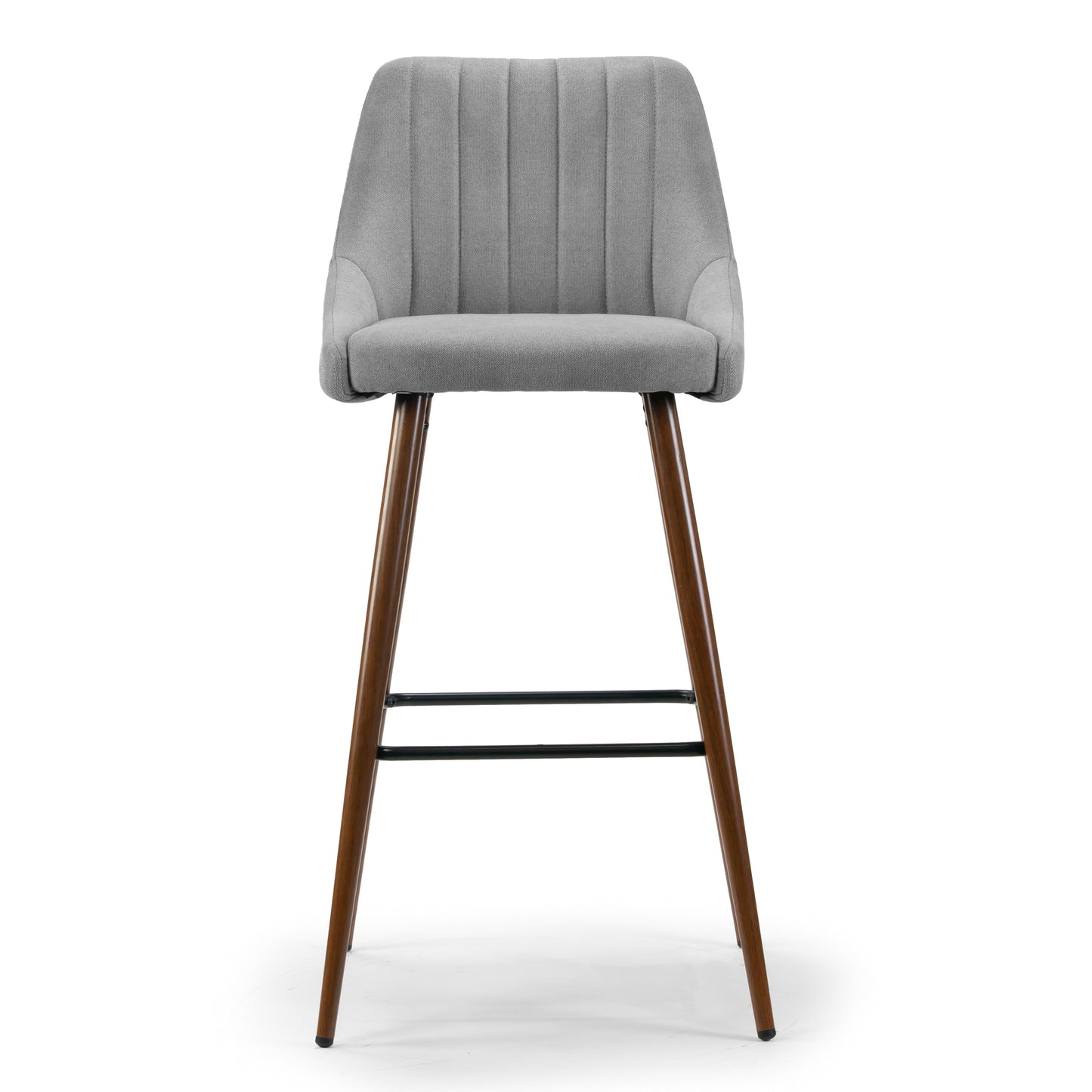 Set of 2 Amos Grey Fabric Barstool with Metal Frame and Legs