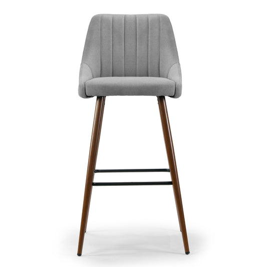 Set of 2 Amos Grey Fabric Barstool with Metal Frame and Legs