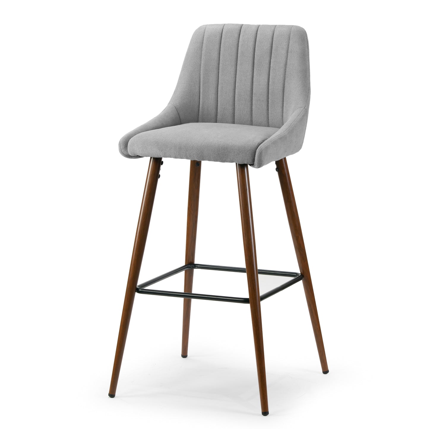 Set of 2 Amos Grey Fabric Barstool with Metal Frame and Legs