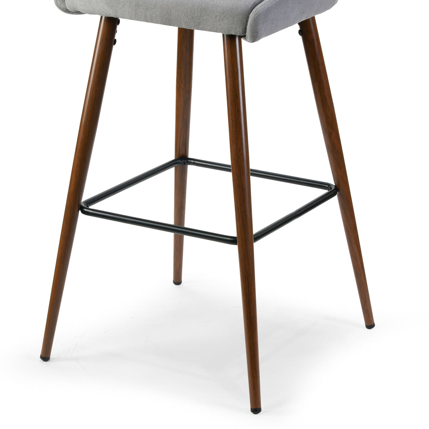 Set of 2 Amos Grey Fabric Barstool with Metal Frame and Legs