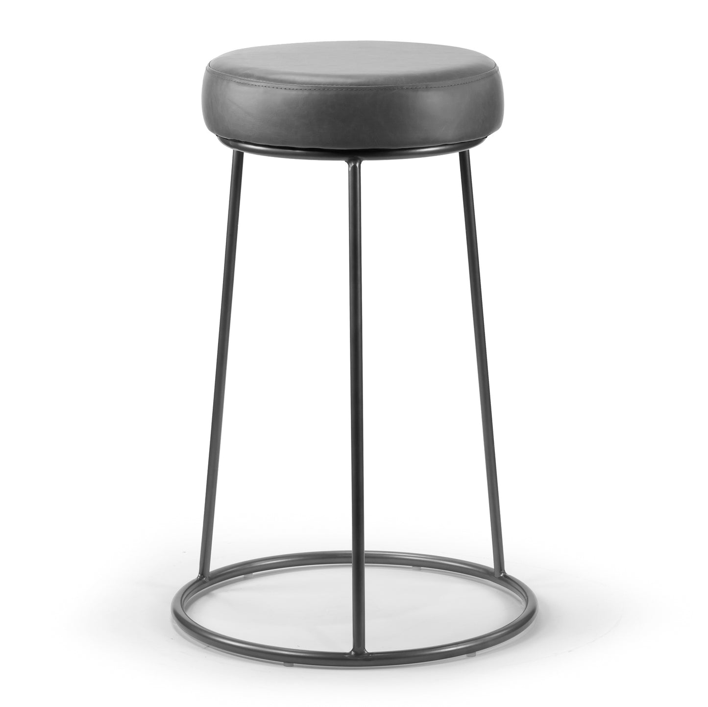 Set of 2 Amie Grey Backless Counter Stool with Gunmetal Grey Frame