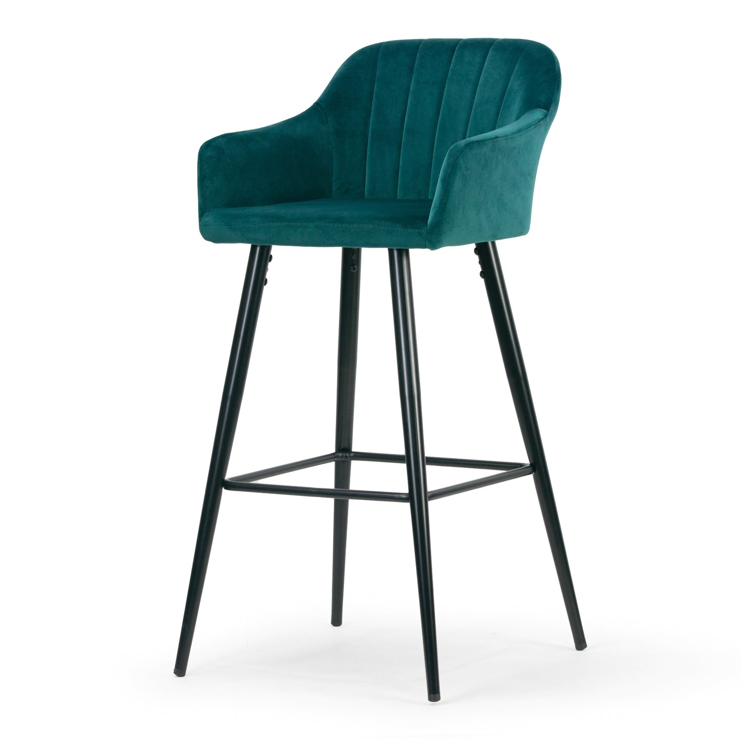 Set of 2 Anisa Teal Velvet Barstool with Decorative Stitching