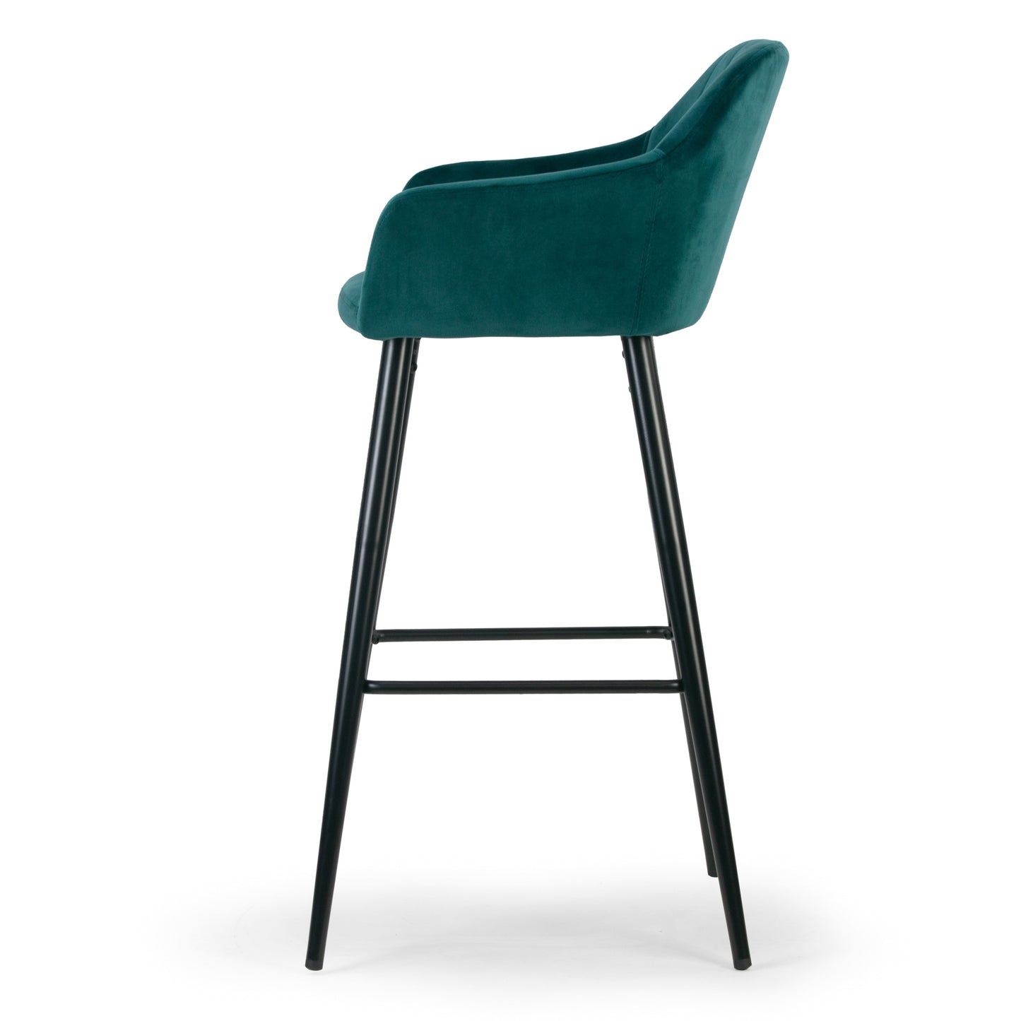 Set of 2 Anisa Teal Velvet Barstool with Decorative Stitching