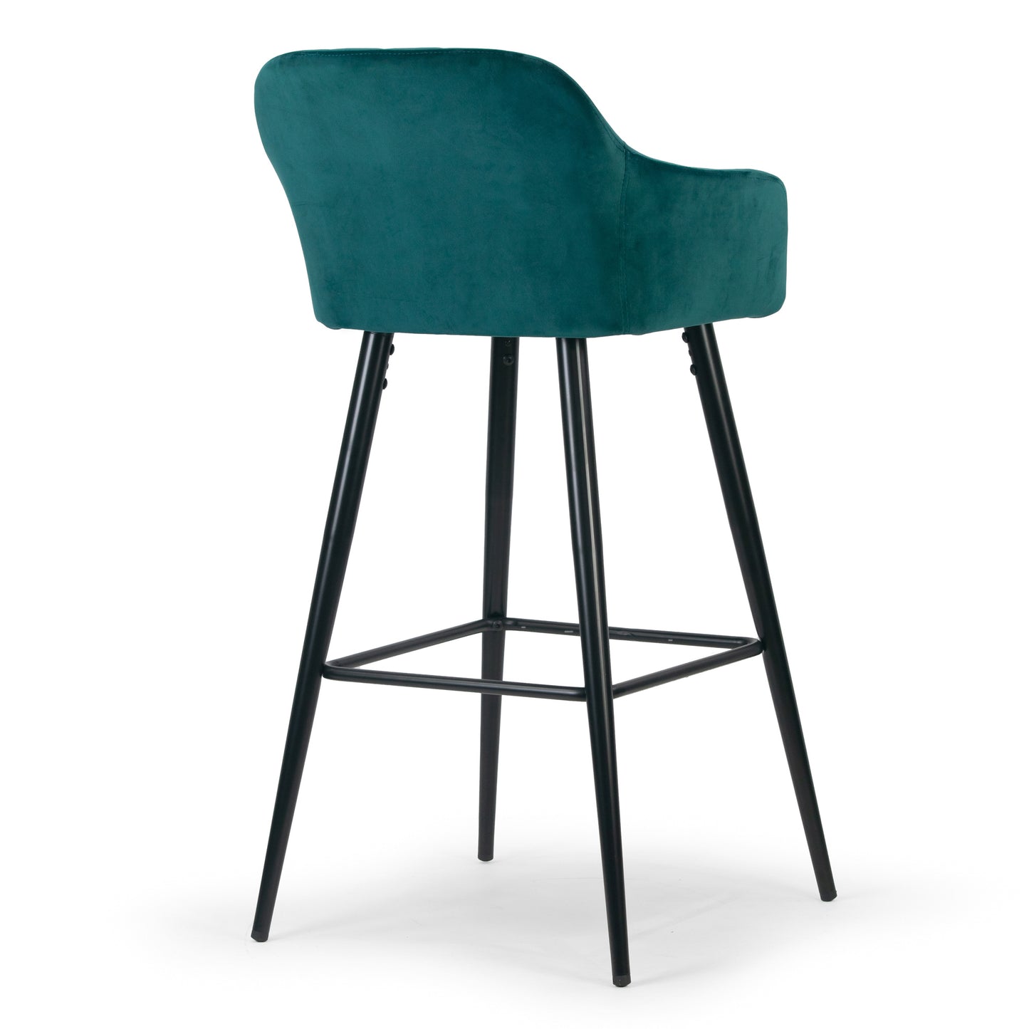 Set of 2 Anisa Teal Velvet Barstool with Decorative Stitching