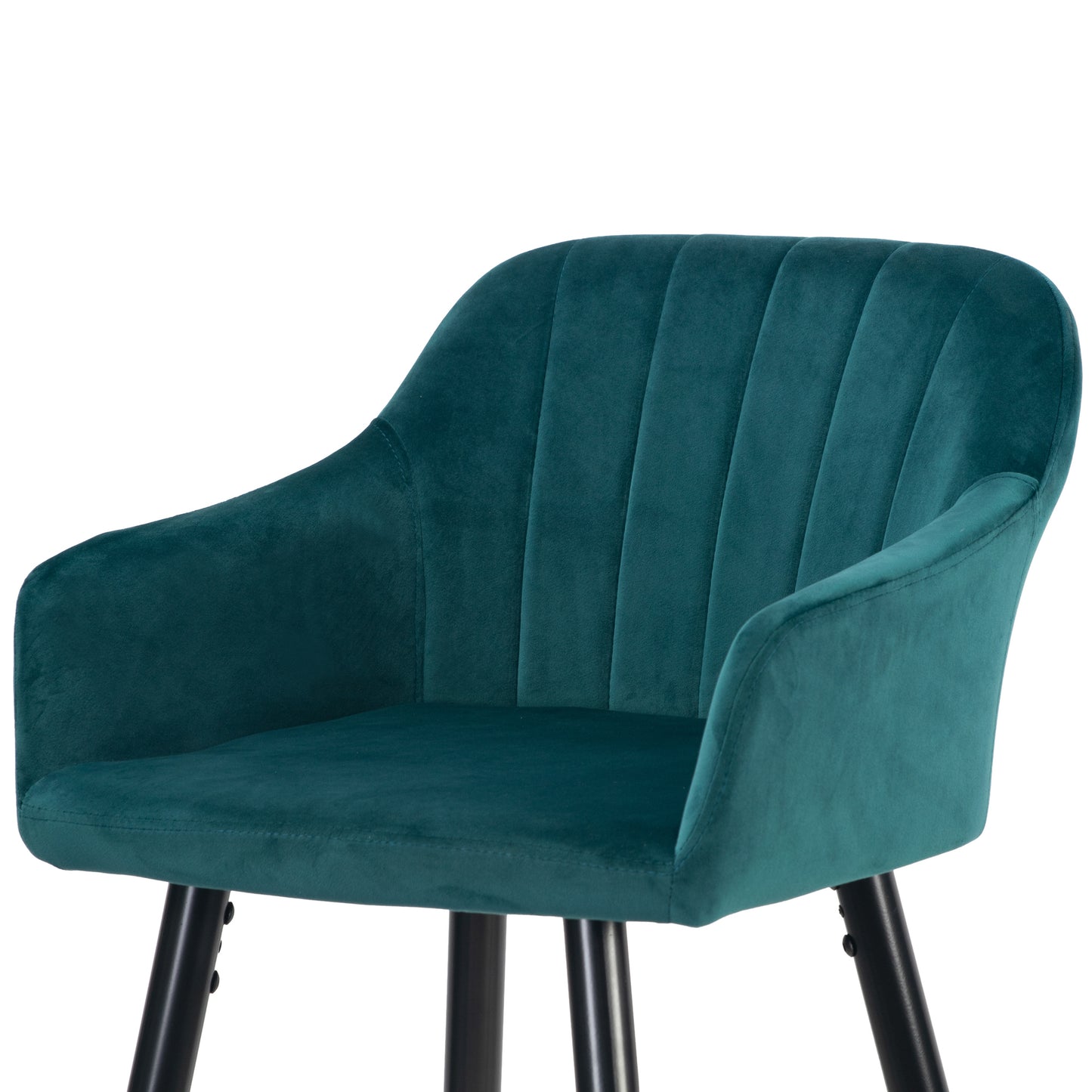 Set of 2 Anisa Teal Velvet Barstool with Decorative Stitching