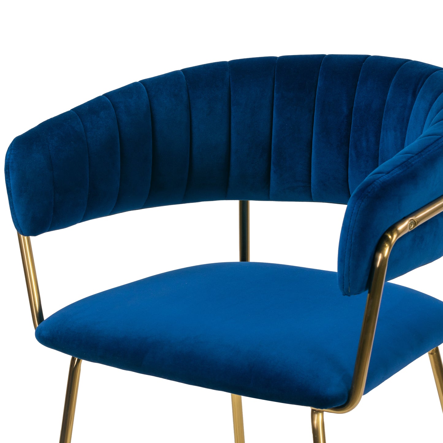 Set of 2 Anya Blue Velvet Barstool with Golden Metal Legs