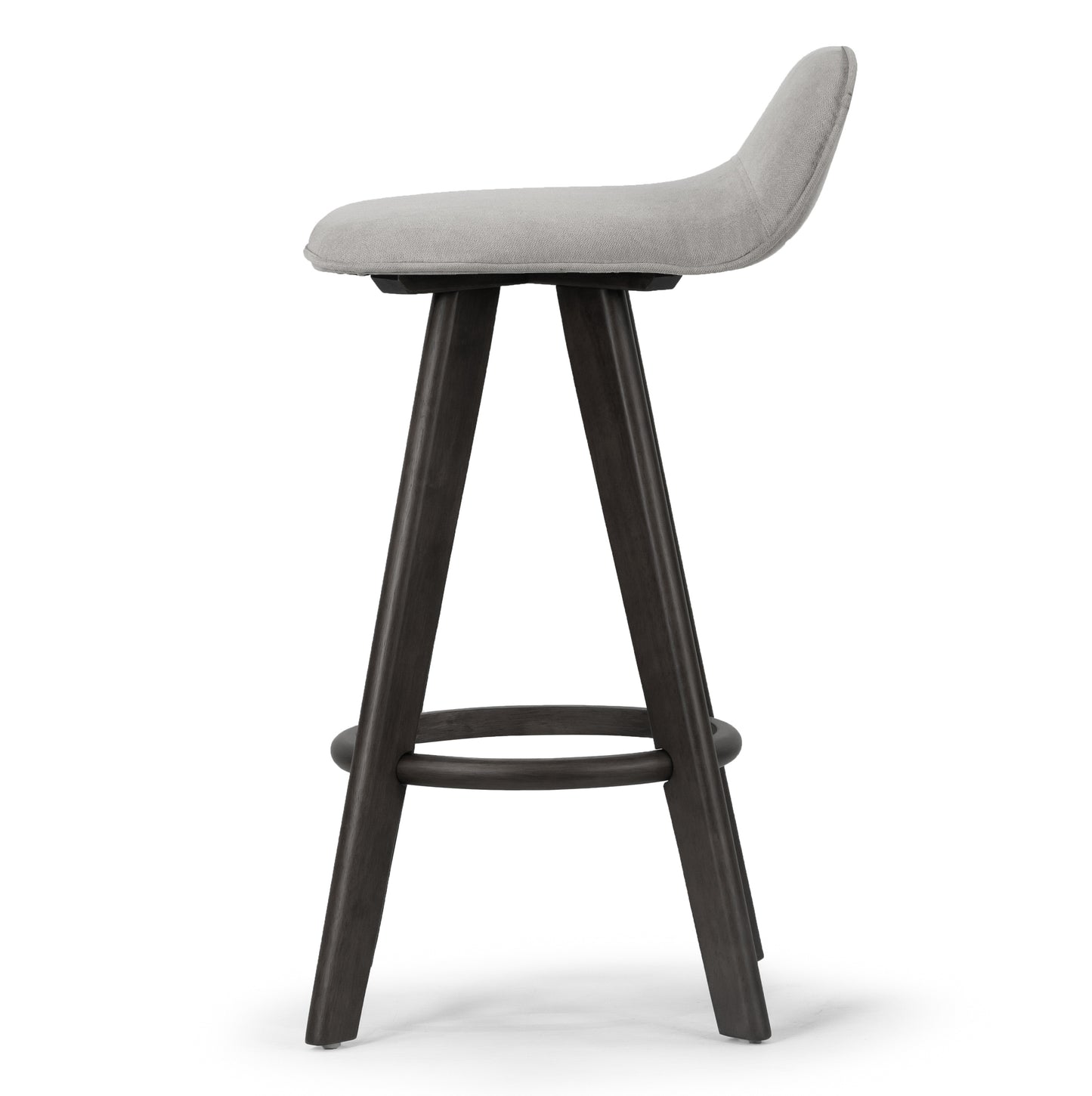 Set of 2 Asta Black Rubberwood Barstool with Low Back Fabric Seat