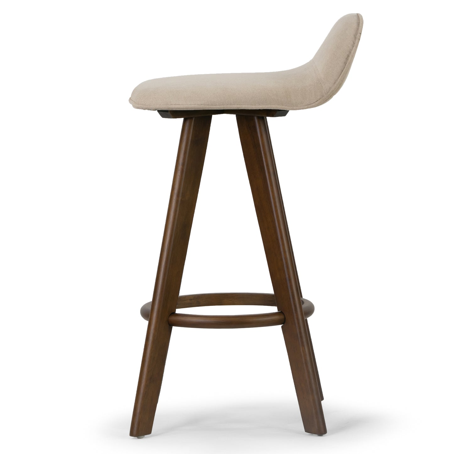 Set of 2 Asta Dark Brown Rubberwood Barstool with Low Back Fabric Seat
