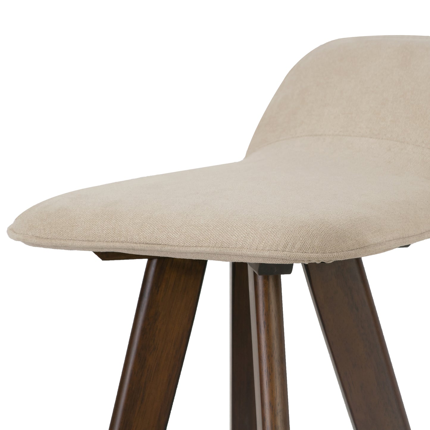 Set of 2 Asta Dark Brown Rubberwood Barstool with Low Back Fabric Seat