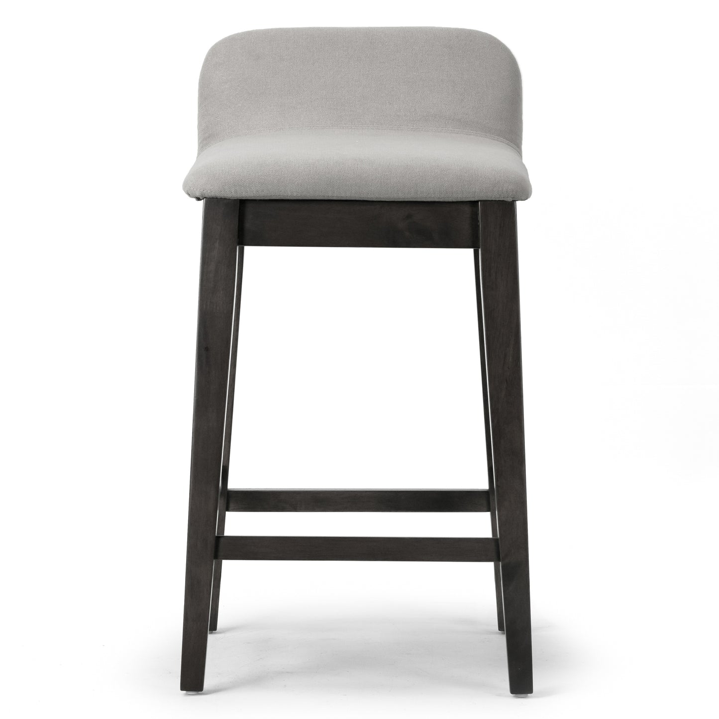Set of 2 Atia Black Stained Rubberwood Counter Stool with Low Back Fabric Seat