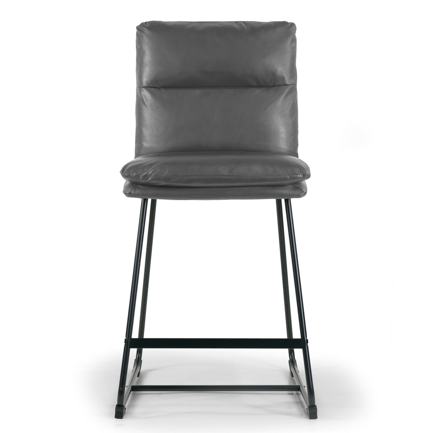 Set of 2 Aulani Grey Upholstered Metal Frame Counter Stool with Puffy Cushions