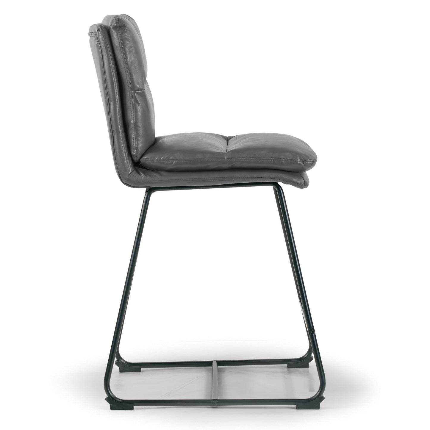 Set of 2 Aulani Grey Upholstered Metal Frame Counter Stool with Puffy Cushions