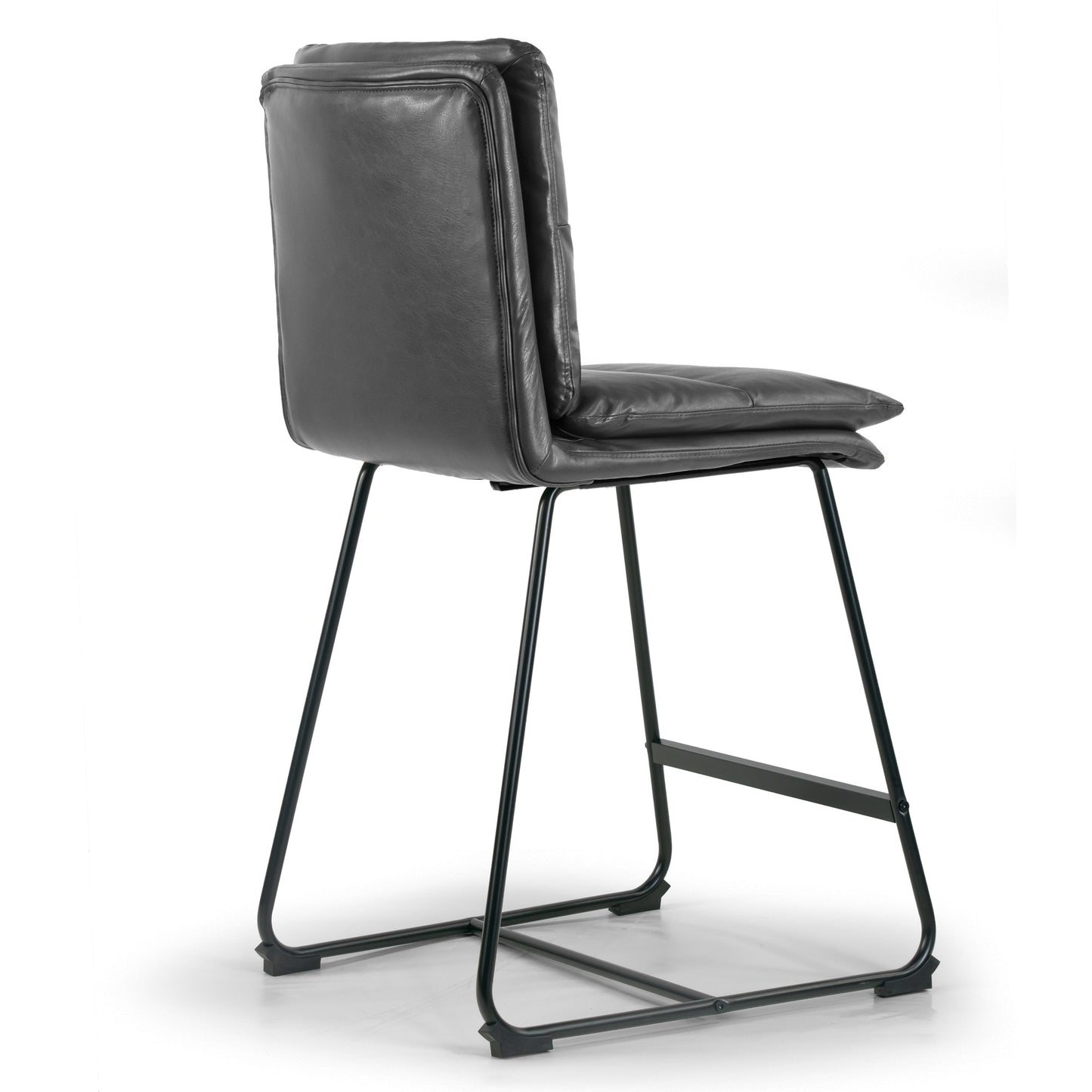 Set of 2 Aulani Grey Upholstered Metal Frame Counter Stool with Puffy Cushions