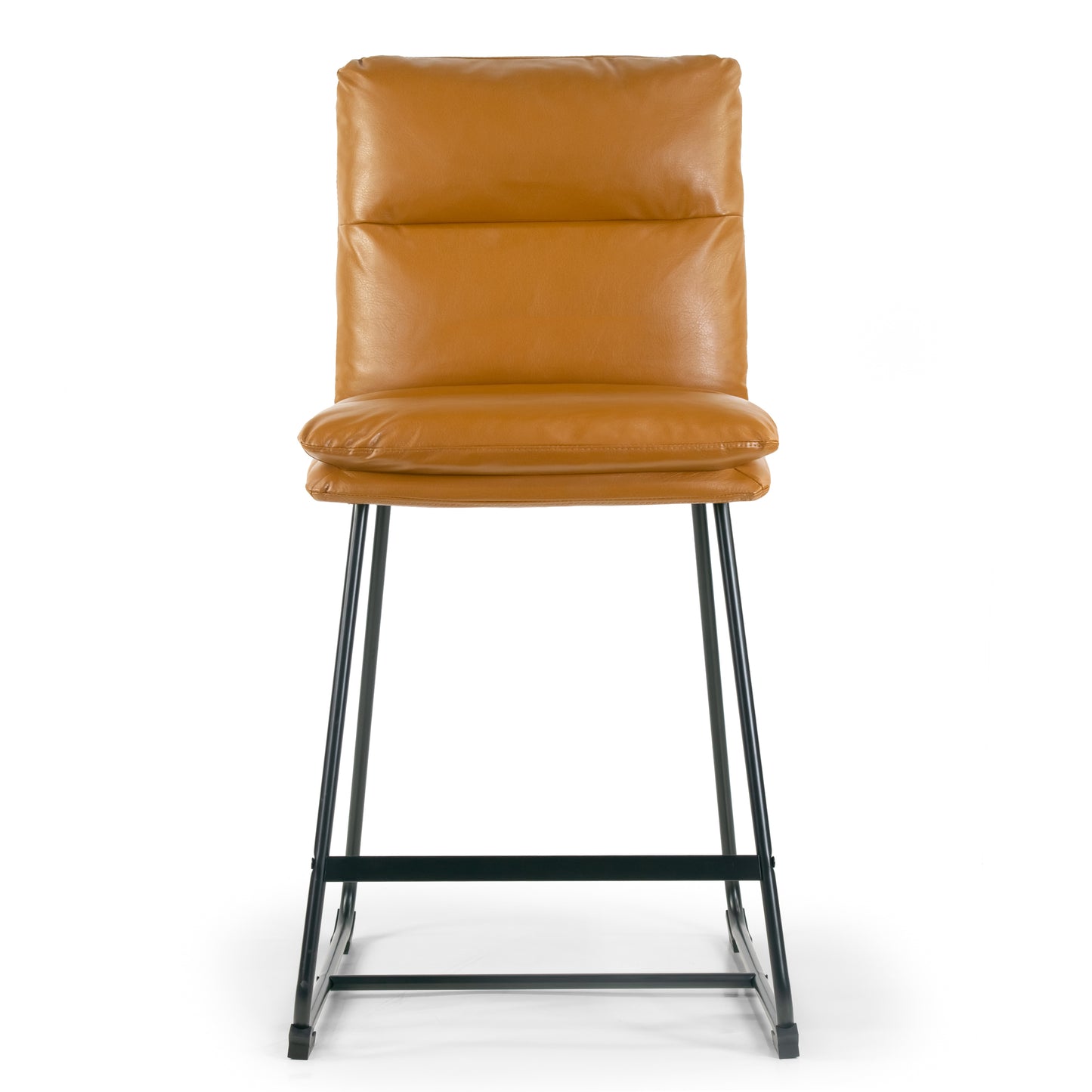 Set of 2 Aulani Light Brown Upholstered Metal Frame Counter Stool with Puffy Cushions