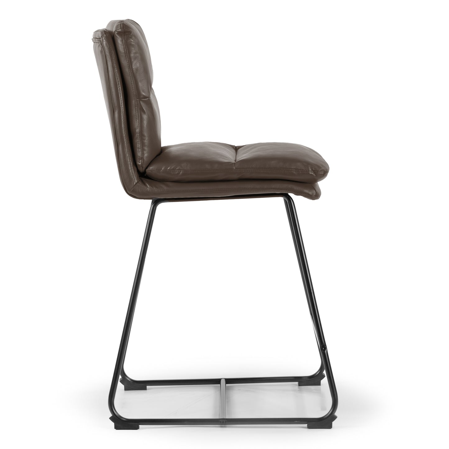 Set of 2 Aulani Brown Upholstered Metal Frame Counter Stool with Puffy Cushions
