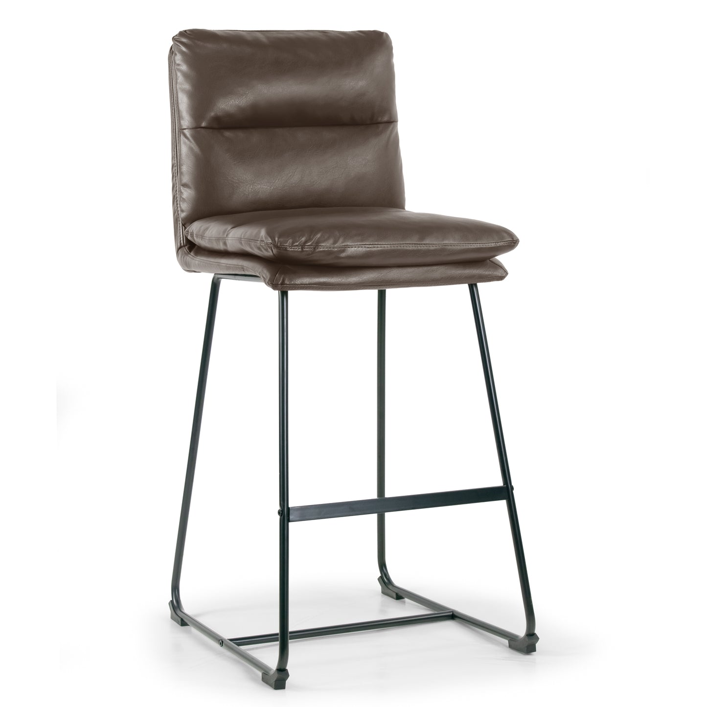 Set of 2 Aulani Brown Upholstered Metal Frame Bar Stool with Puffy Cushions