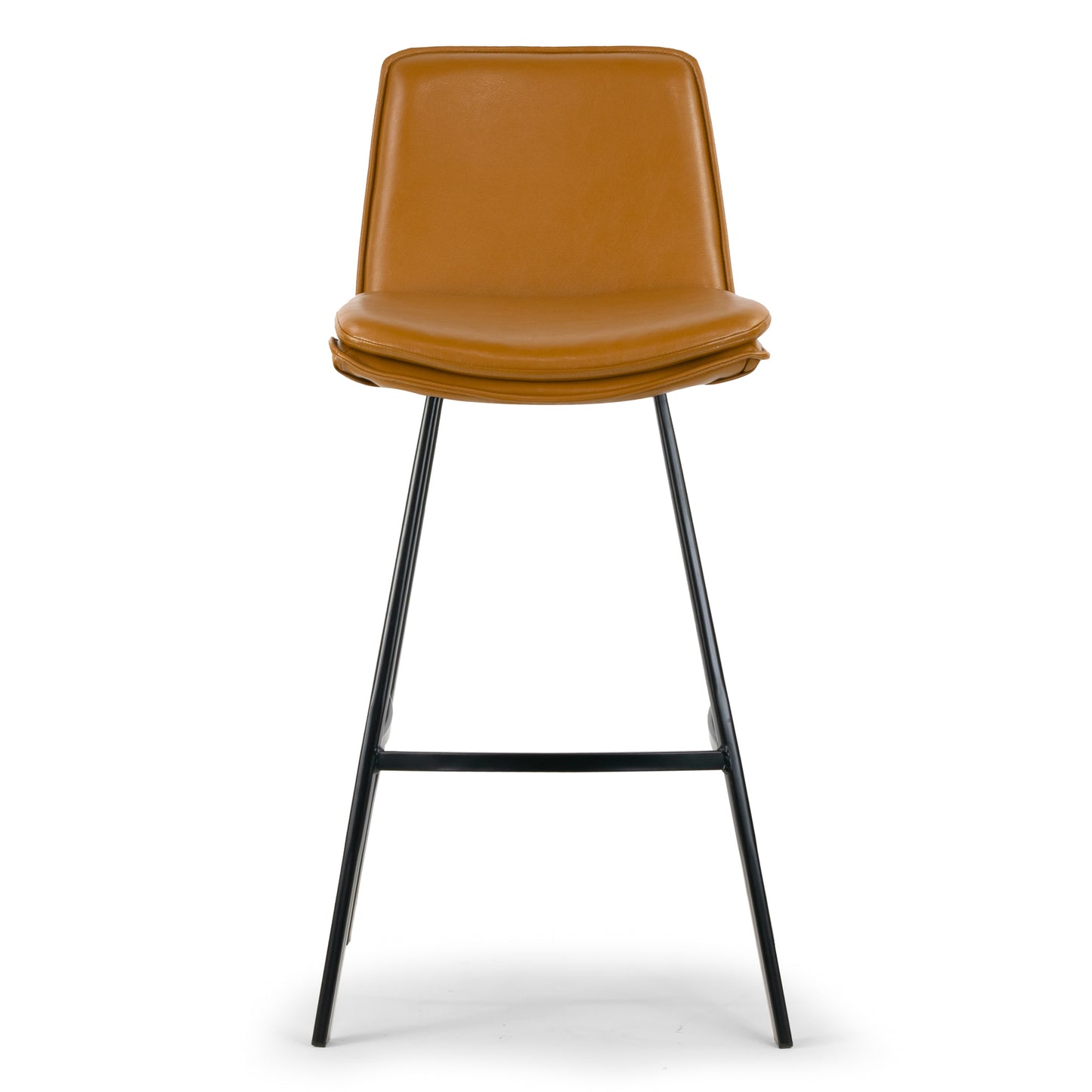 Set of 2 Avalyn Cappuccino Faux Leather Bar Stool with Black Metal Legs