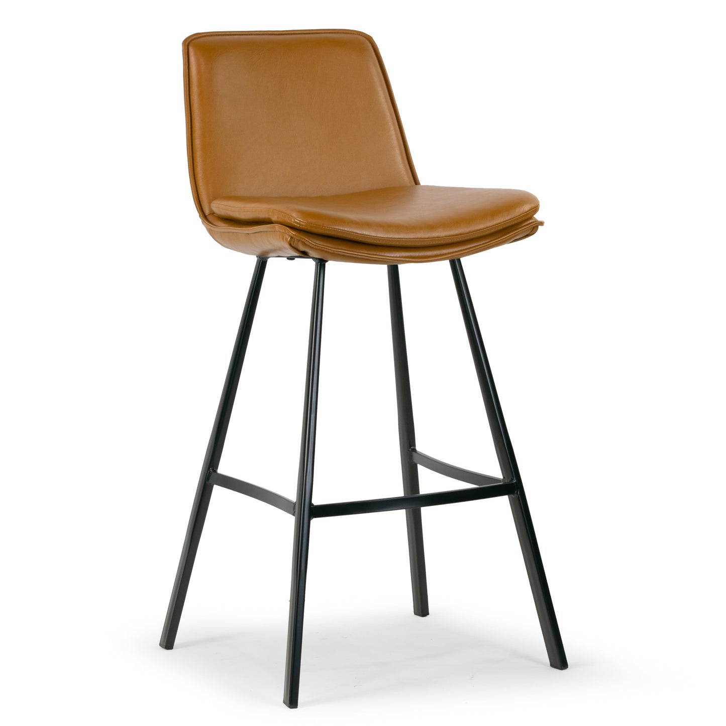 Set of 2 Avalyn Cappuccino Faux Leather Bar Stool with Black Metal Legs