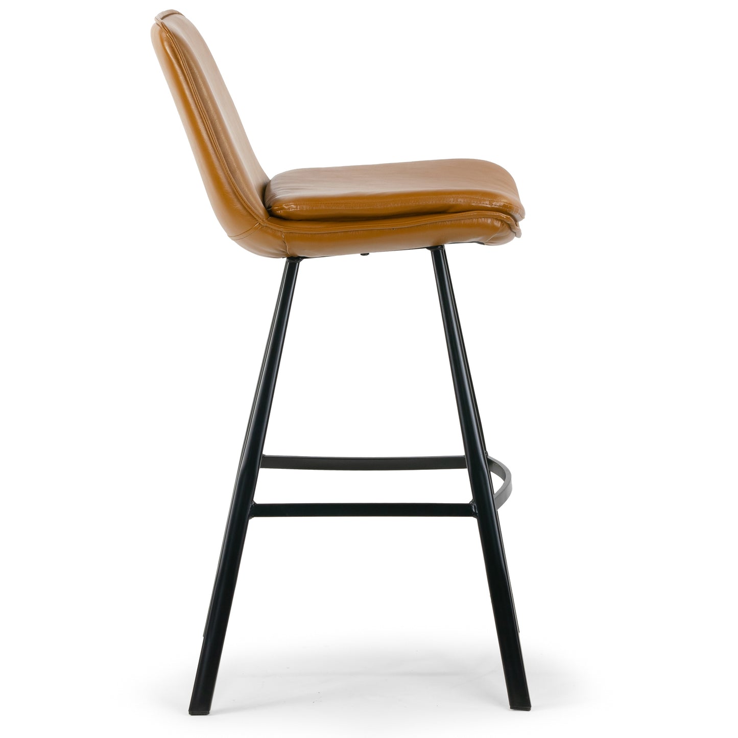 Set of 2 Avalyn Cappuccino Faux Leather Bar Stool with Black Metal Legs