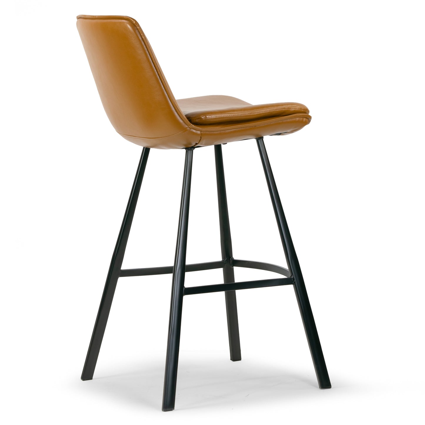 Set of 2 Avalyn Cappuccino Faux Leather Bar Stool with Black Metal Legs