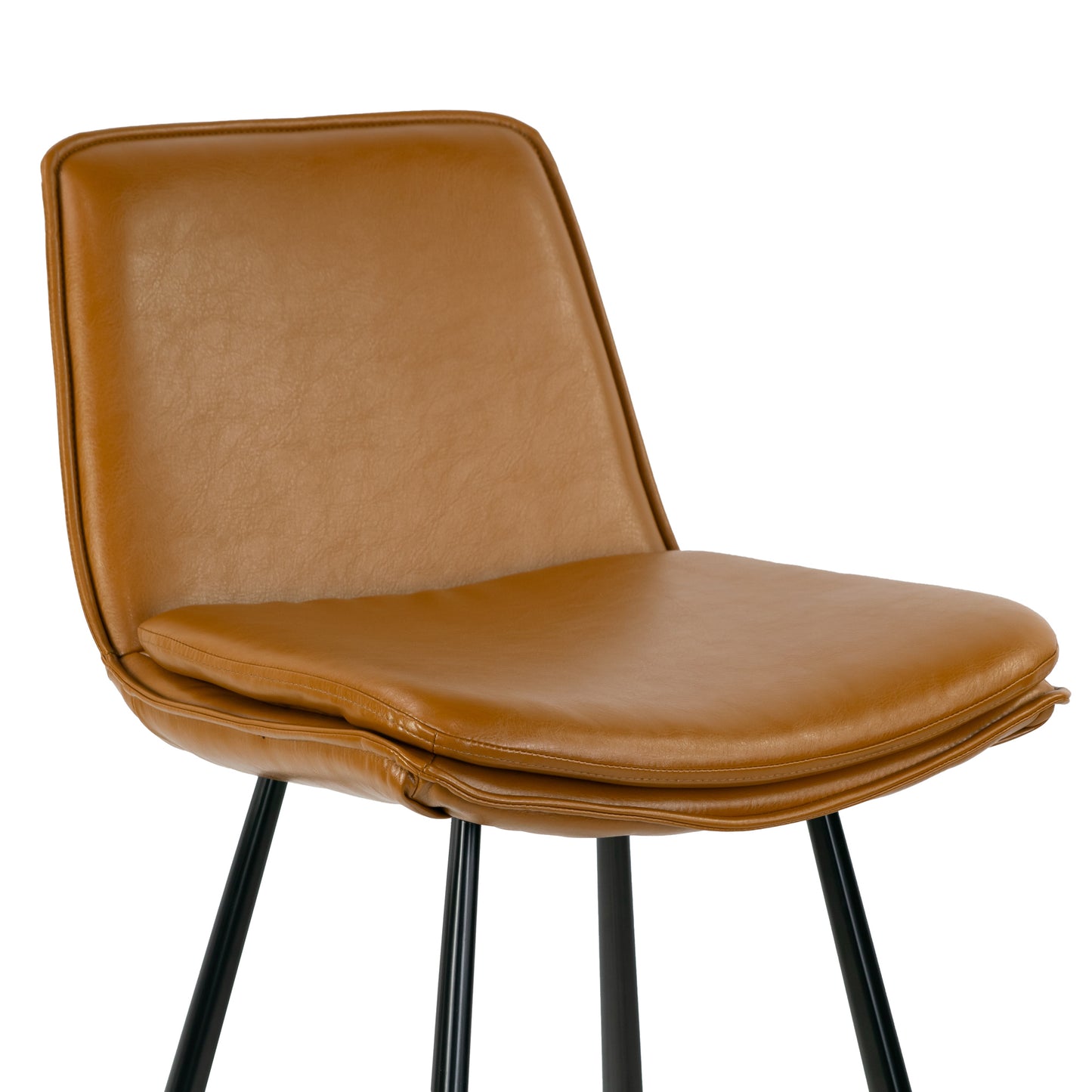 Set of 2 Avalyn Cappuccino Faux Leather Bar Stool with Black Metal Legs