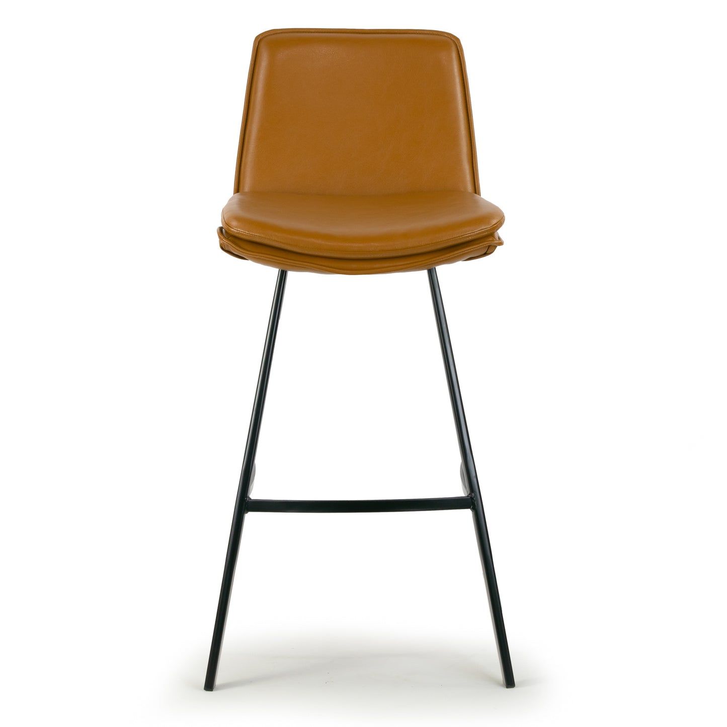 Set of 2 Avalyn Cappuccino Faux Leather Bar Stool with Black Metal Legs