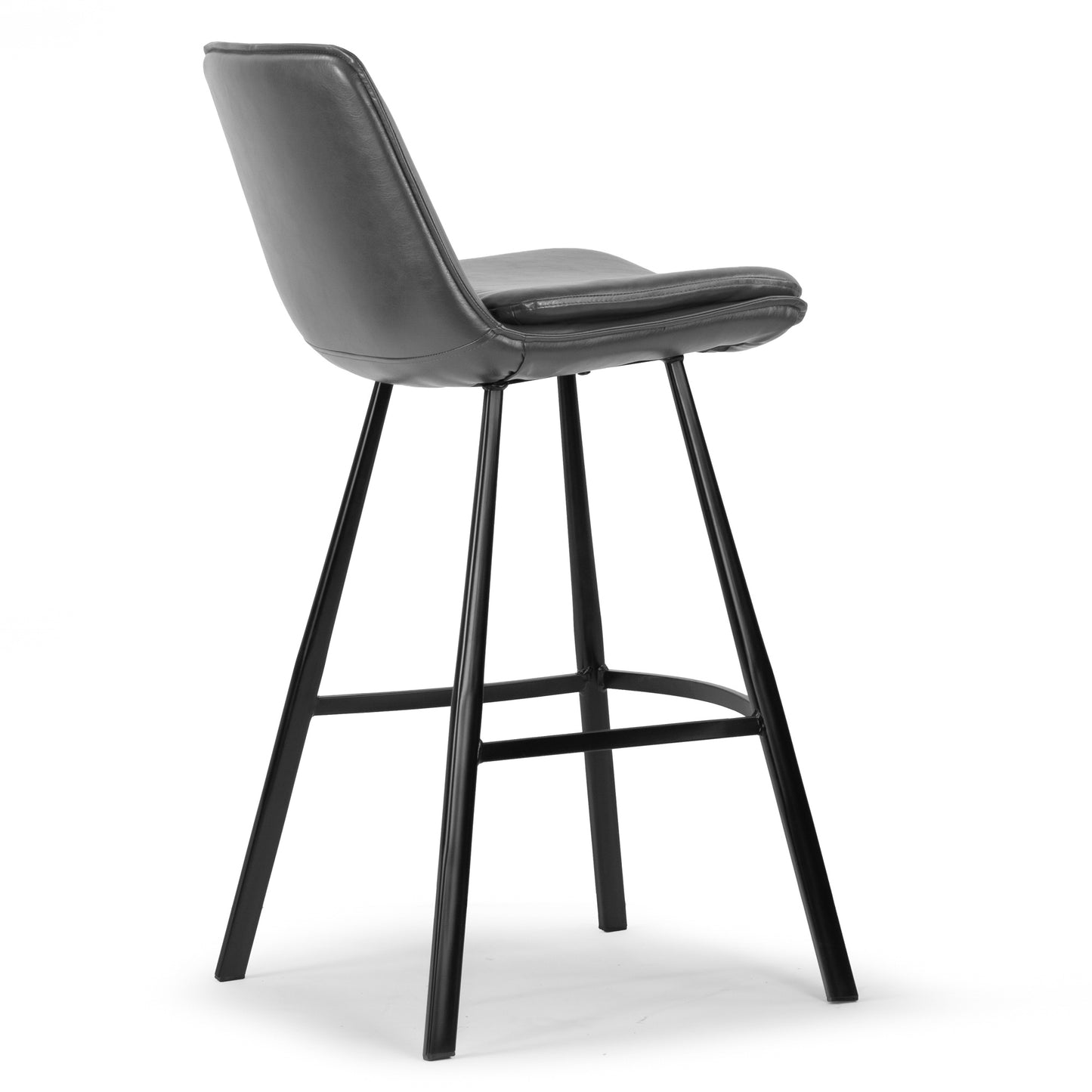 Set of 2 Avalyn Grey Faux Leather Bar Stool with Black Metal Legs