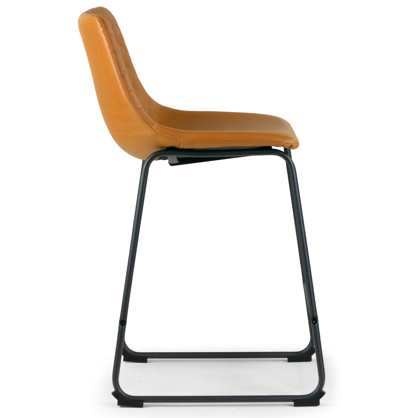 Set of 2 Ave Iron Frame Cappuccino Brown Faux Leather Counter Stool with Stitching