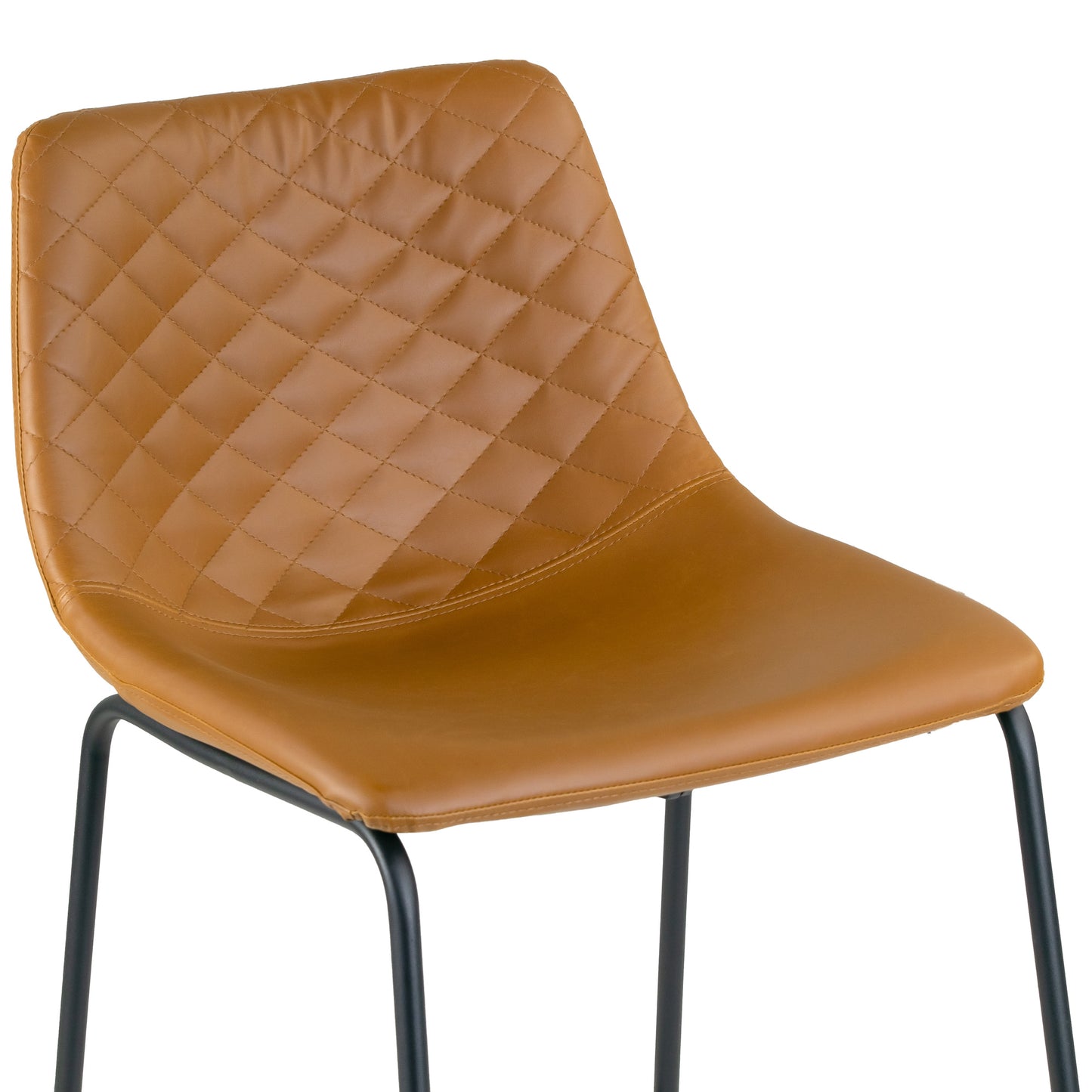 Set of 2 Ave Iron Frame Cappuccino Brown Faux Leather Counter Stool with Stitching