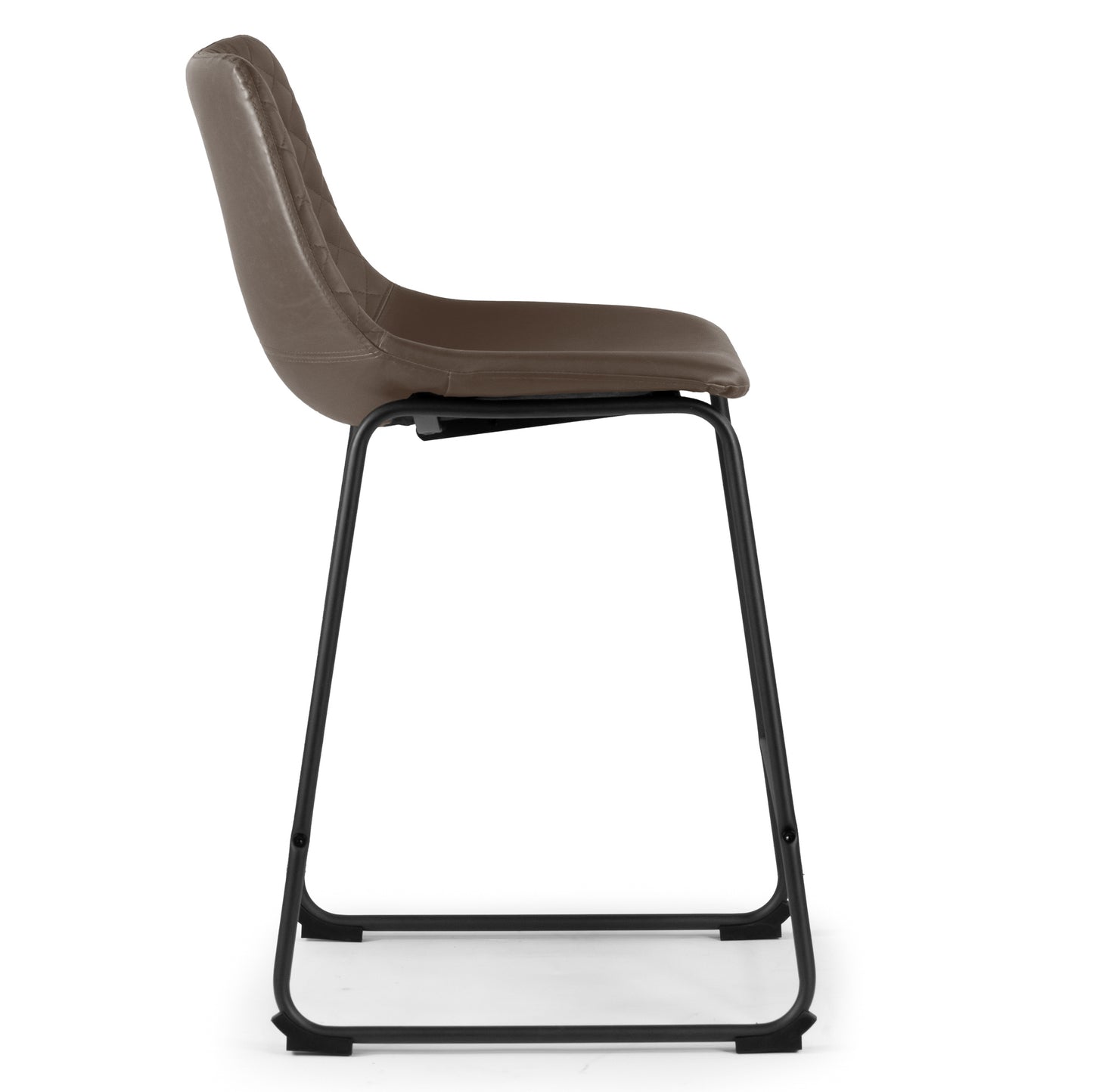 Set of 2 Ave Iron Frame Brown Faux Leather Counter Stool with Stitching