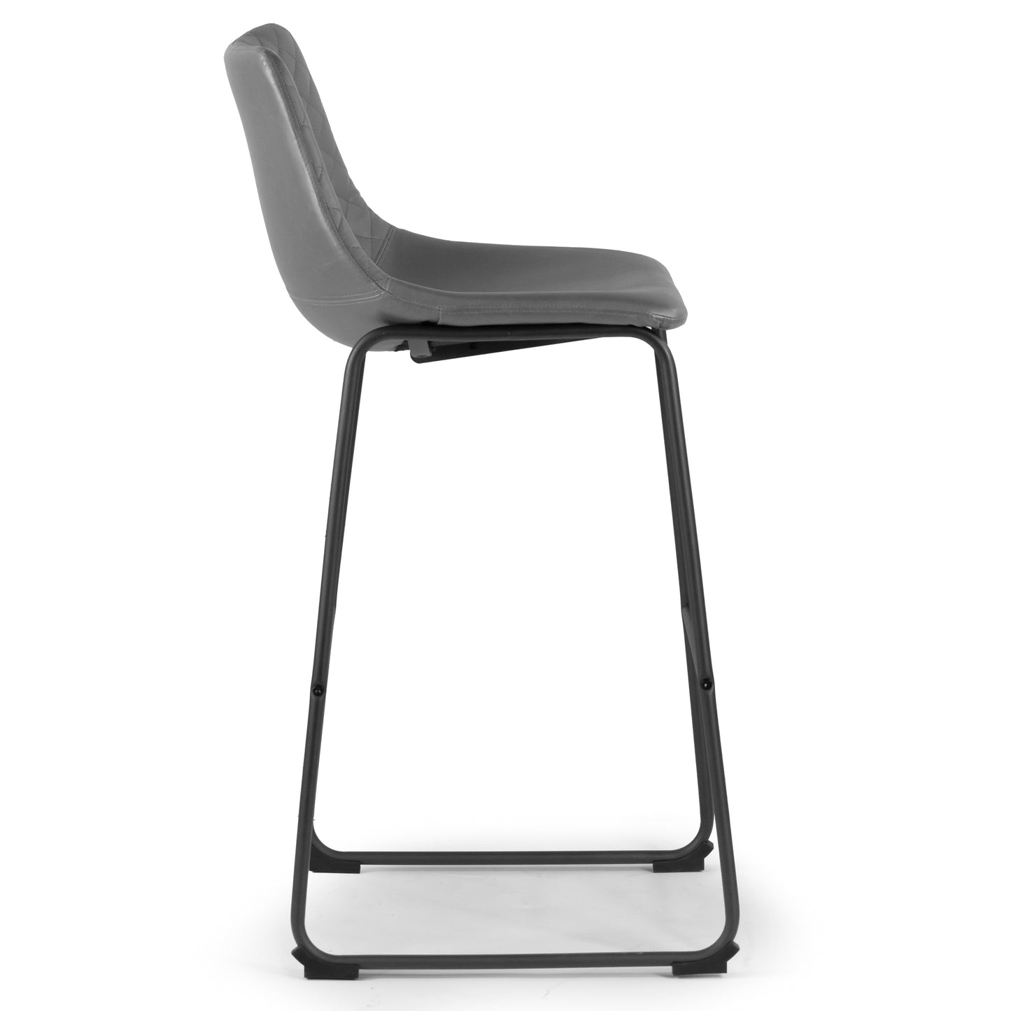 Set of 2 Ave Iron Frame Gray Faux Leather Bar Stool with Stitching