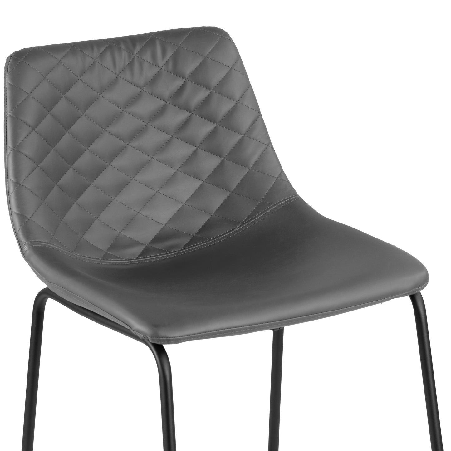 Set of 2 Ave Iron Frame Gray Faux Leather Bar Stool with Stitching