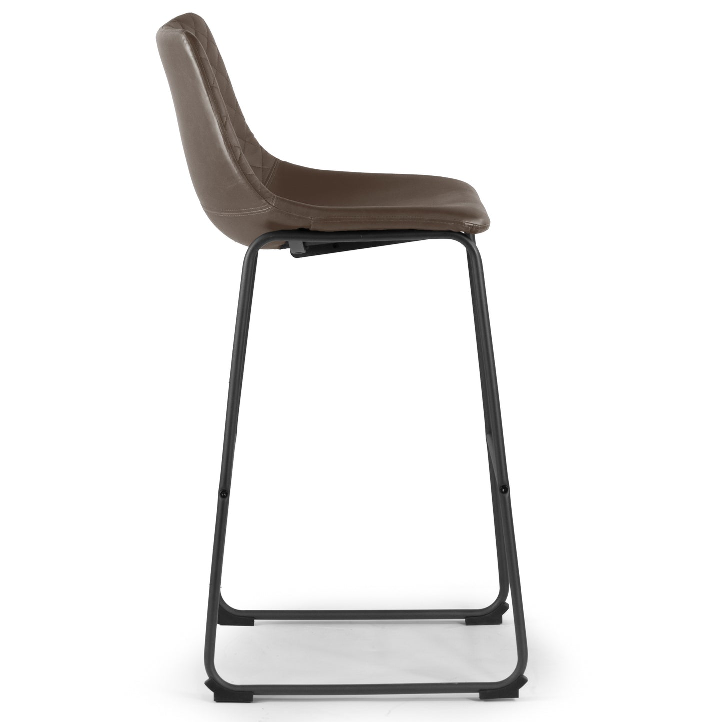 Set of 2 Ave Iron Frame Brown Faux Leather Bar Stool with Stitching