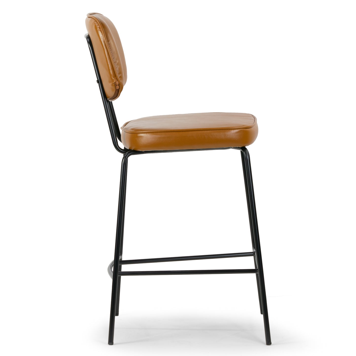 Set of 2 Avel Cappuccino Faux Leather Counter Stool with Black Metal Legs