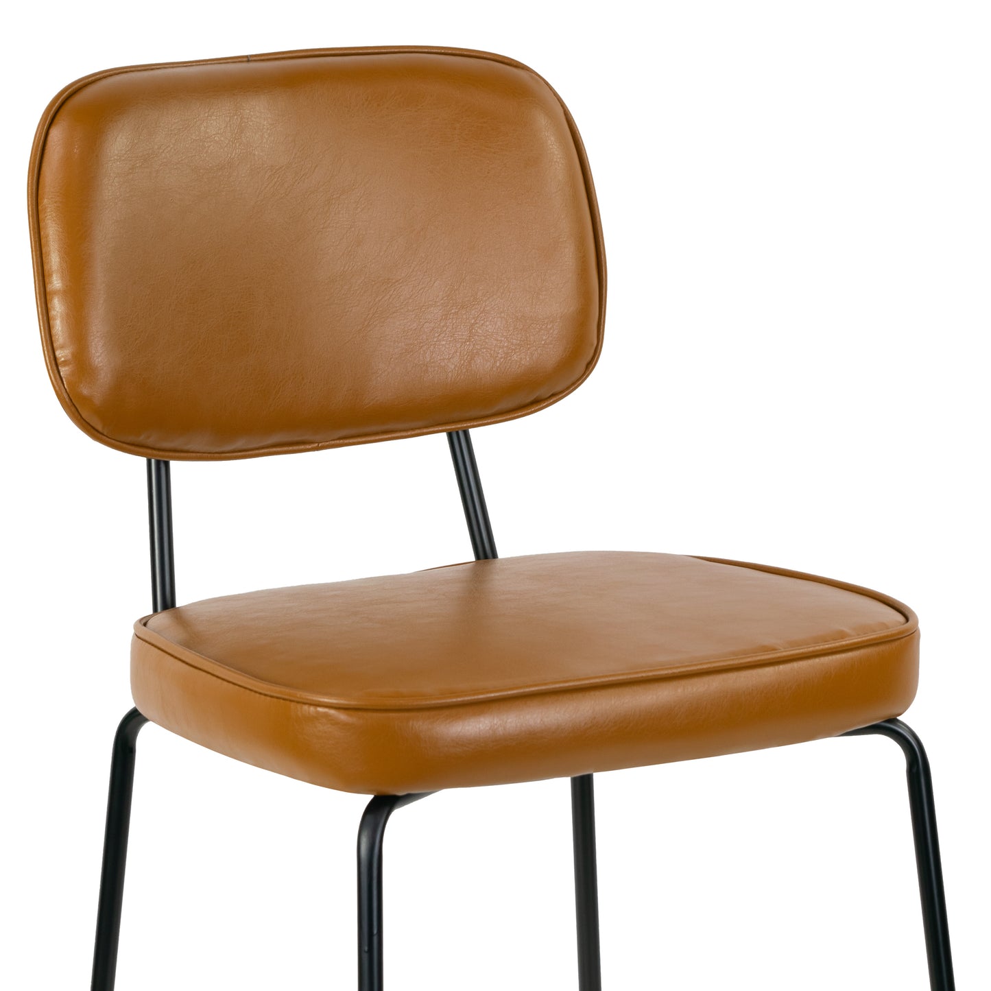 Set of 2 Avel Cappuccino Faux Leather Counter Stool with Black Metal Legs