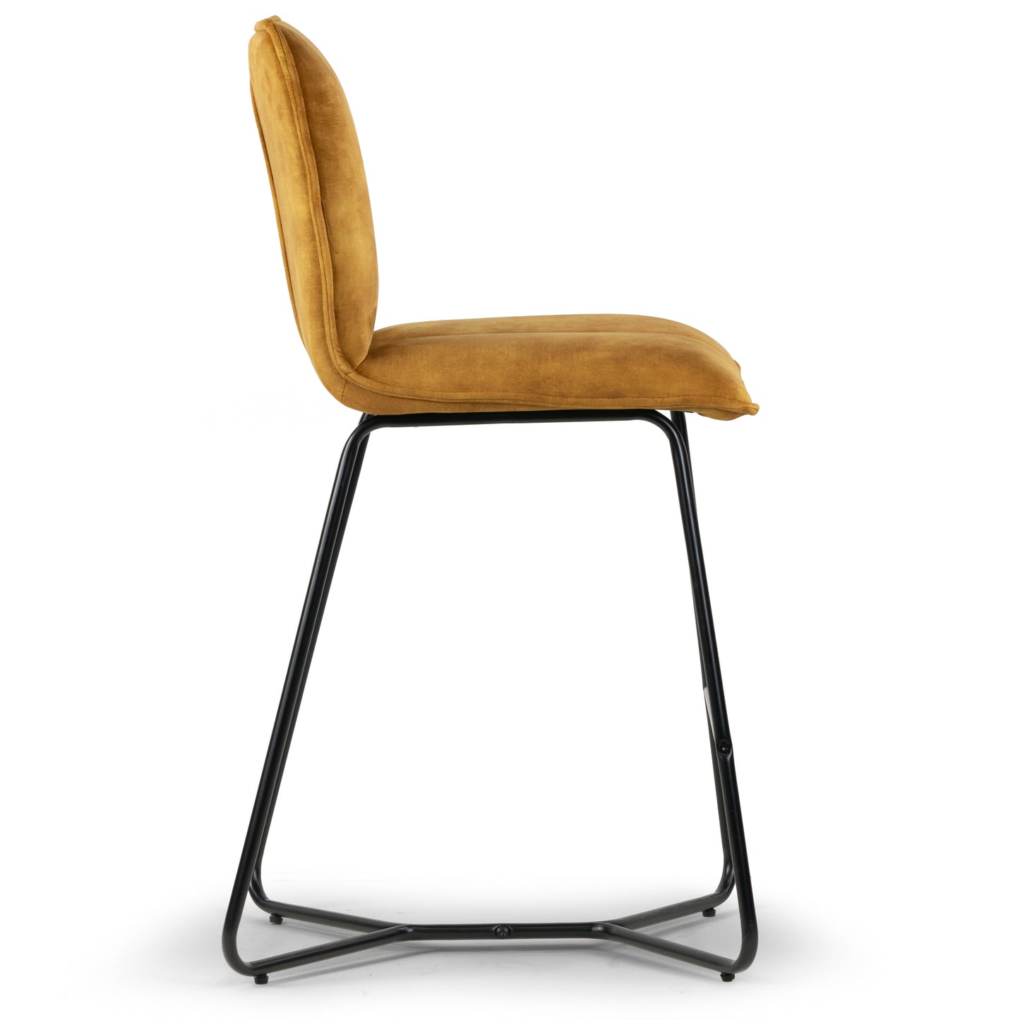 Set of 2 Avent Capuccino Brown Fabric Counter Stool with Black Metal Legs