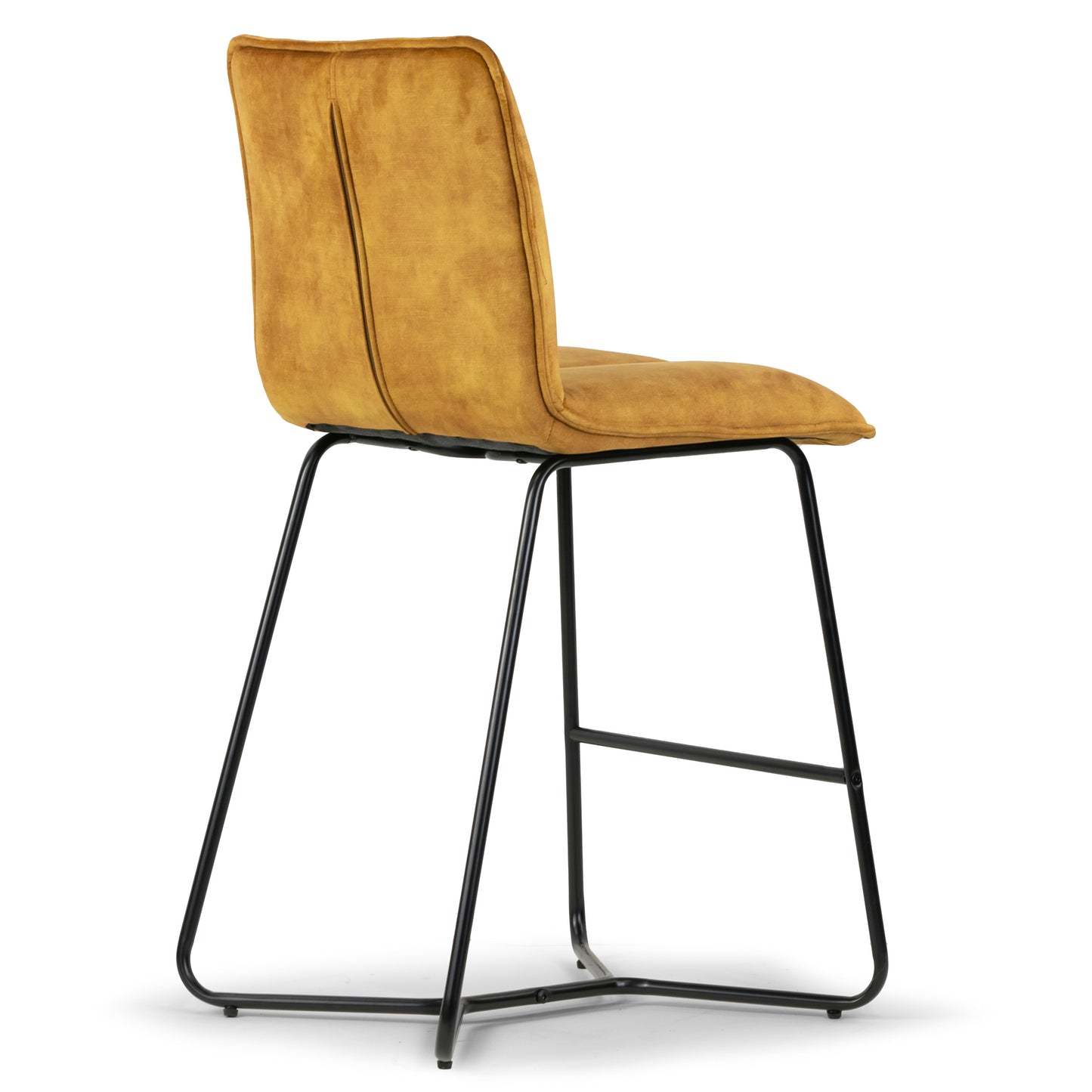 Set of 2 Avent Capuccino Brown Fabric Counter Stool with Black Metal Legs