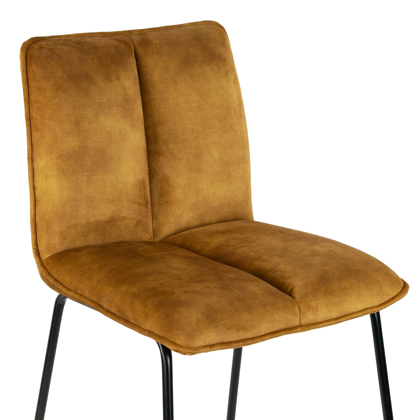 Set of 2 Avent Capuccino Brown Fabric Counter Stool with Black Metal Legs