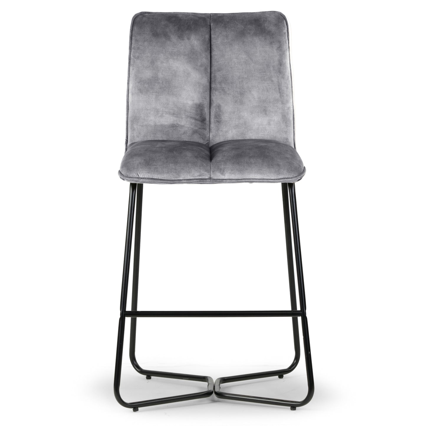 Set of 2 Avent Gray Fabric Counter Stool with Black Metal Legs