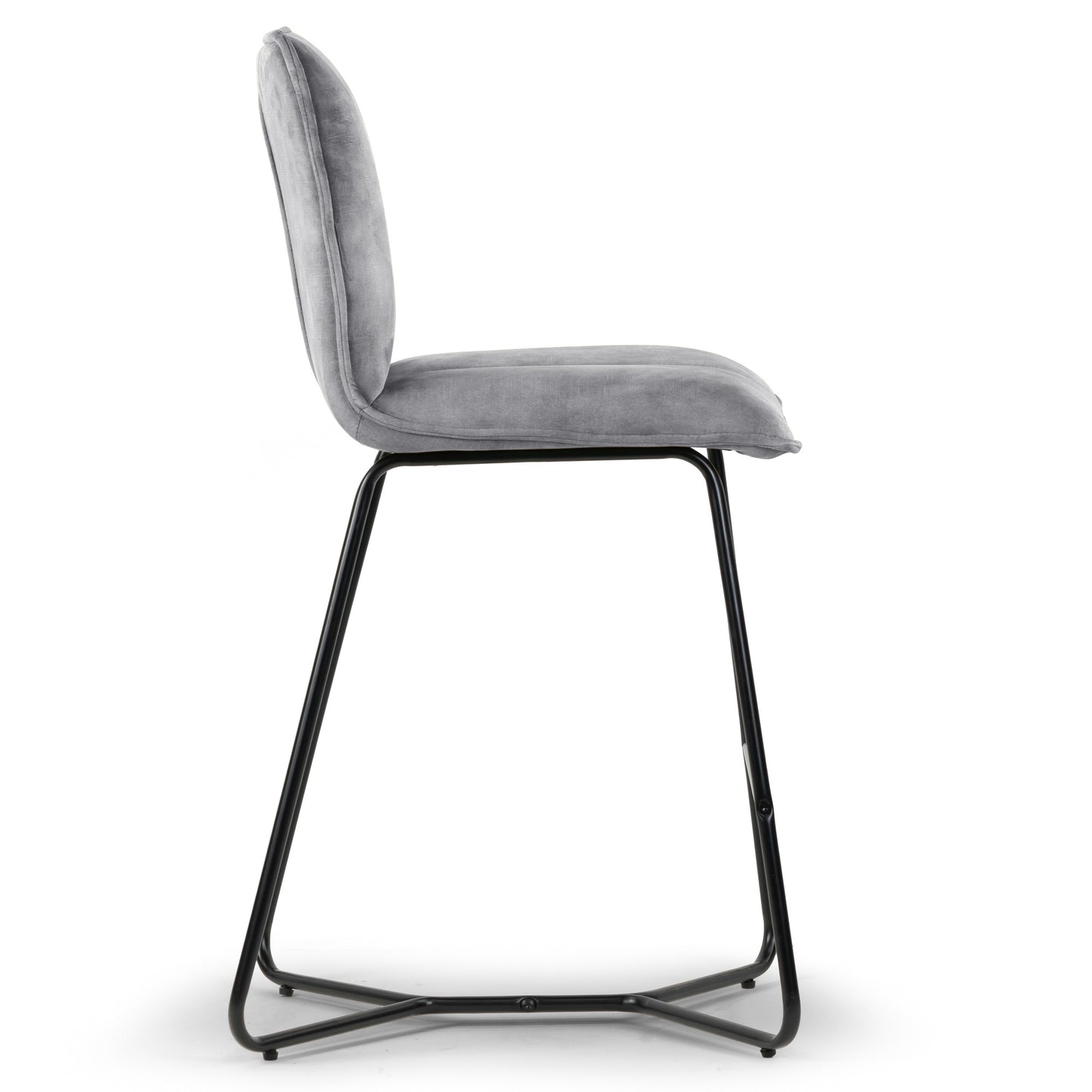 Set of 2 Avent Gray Fabric Counter Stool with Black Metal Legs