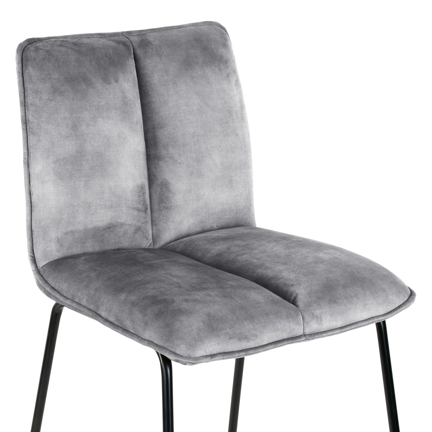 Set of 2 Avent Gray Fabric Counter Stool with Black Metal Legs