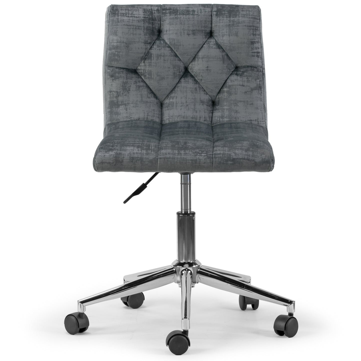 Amali Grey Velvet Upholstered Adjustable Height Swivel Office Chair with Wheel Base