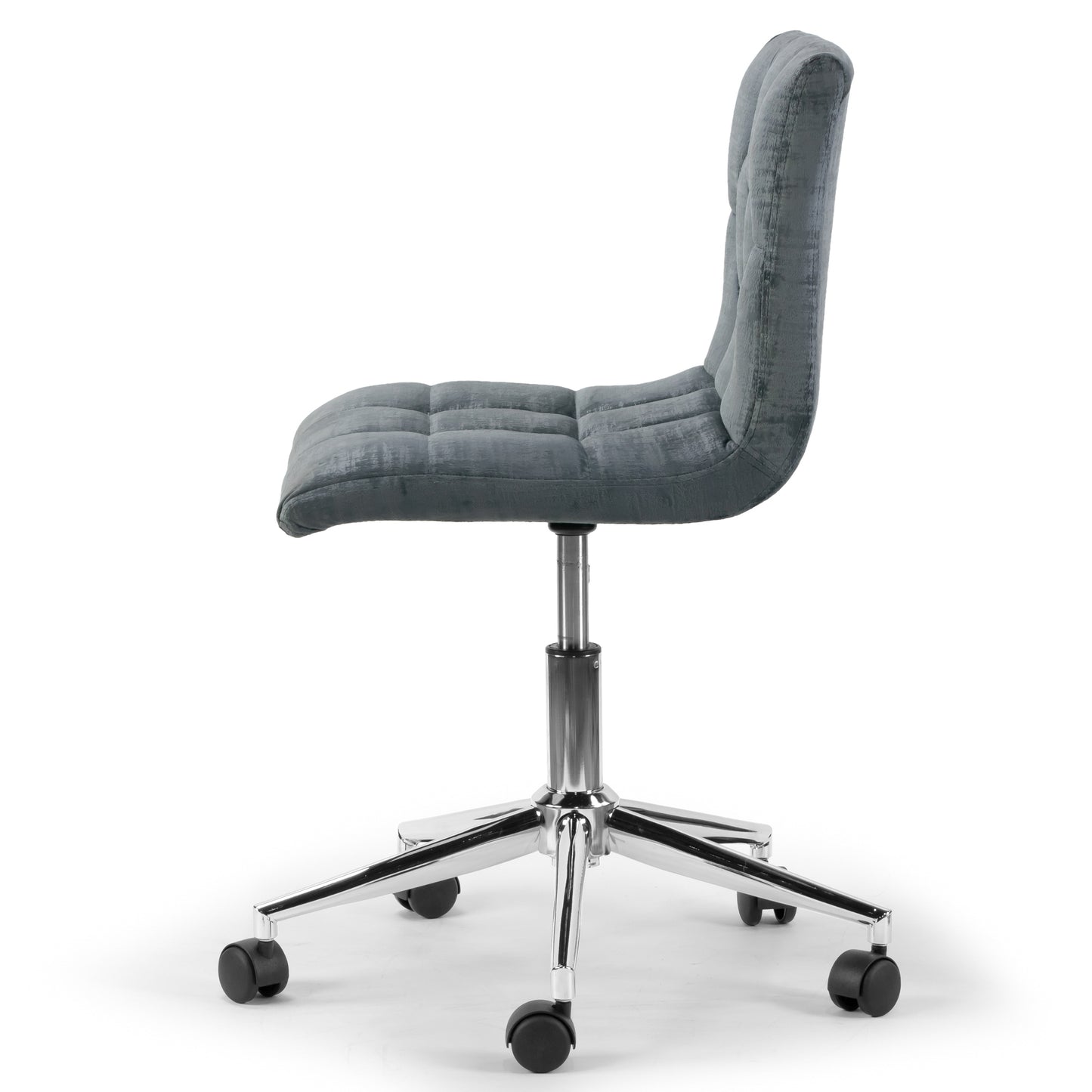 Amali Grey Velvet Upholstered Adjustable Height Swivel Office Chair with Wheel Base