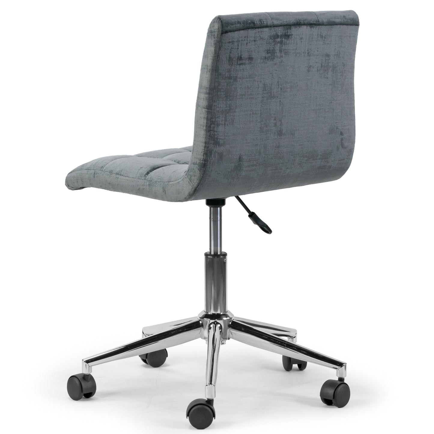 Amali Grey Velvet Upholstered Adjustable Height Swivel Office Chair with Wheel Base