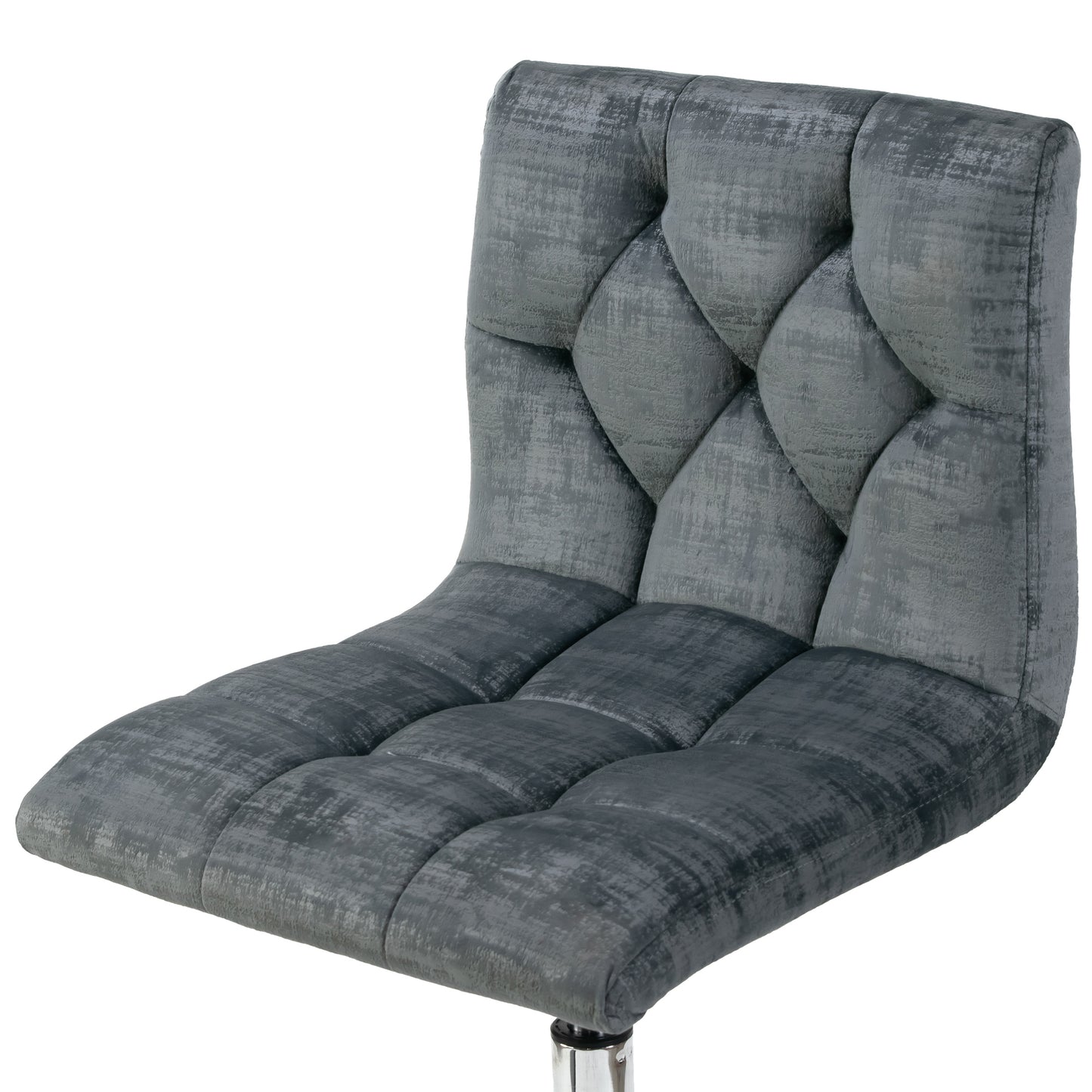 Amali Grey Velvet Upholstered Adjustable Height Swivel Office Chair with Wheel Base