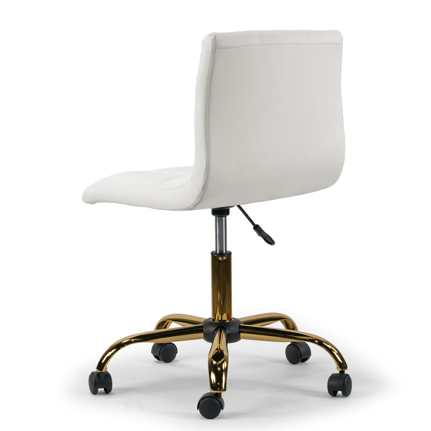 Aman Cream Upholstered Adjustable Height Swivel Office Chair with Golden Frame Wheel Base